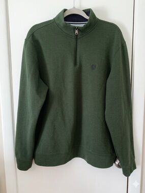 Chaps Men's Green Natural Stretch Quarter Zip Pullover Sweater XL